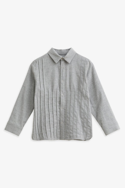【予約商品】Mainコレクション：Little Poet ピンタック オーガニックコットン長袖シャツ