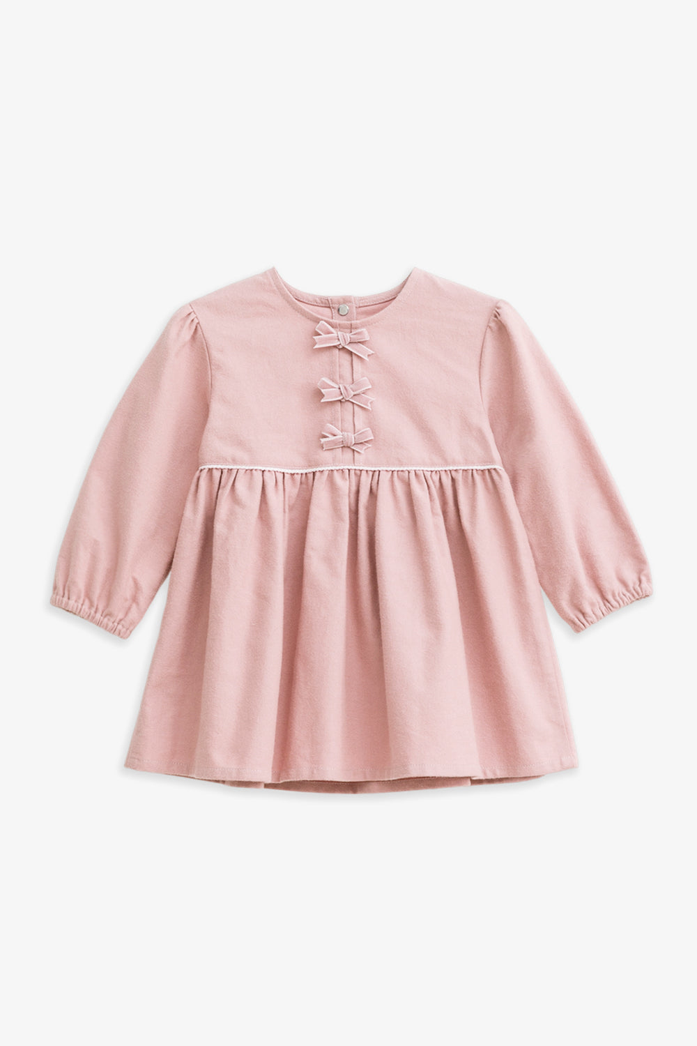 【予約商品】Mainコレクション：Cecilia ギャザーリボン オーガニックコットン長袖ワンピース