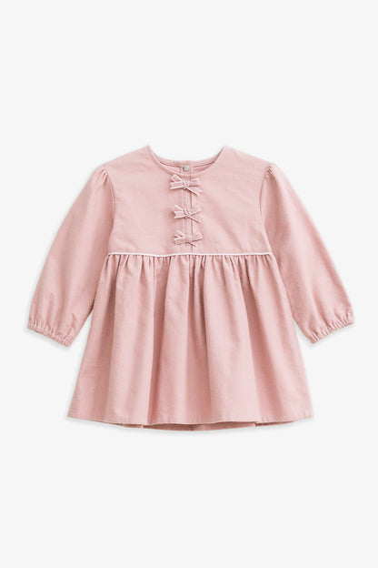 【予約商品】Mainコレクション：Cecilia ギャザーリボン オーガニックコットン長袖ワンピース