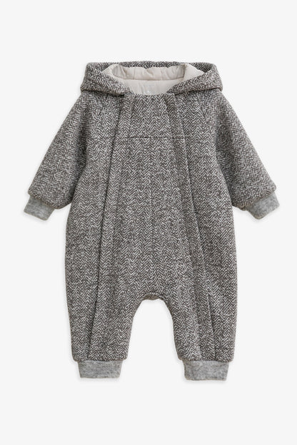 【予約商品】Luxuryコレクション：Bear Hug クマの耳 フーデッド ダブルジップ長袖カバーオール