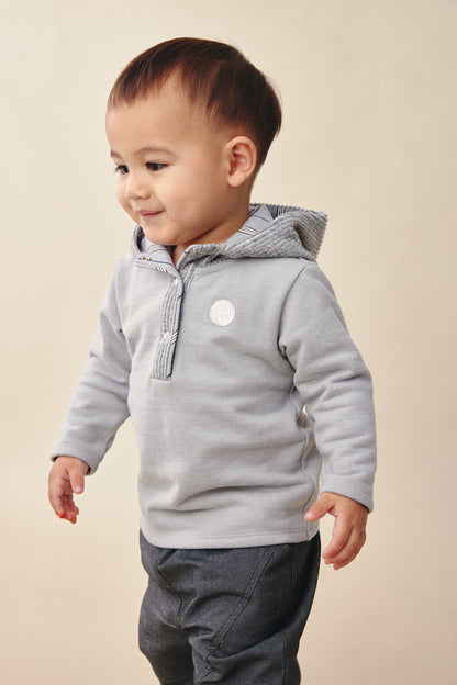 【予約商品】Mainコレクション：Warm Hug切替えフード付きトップス