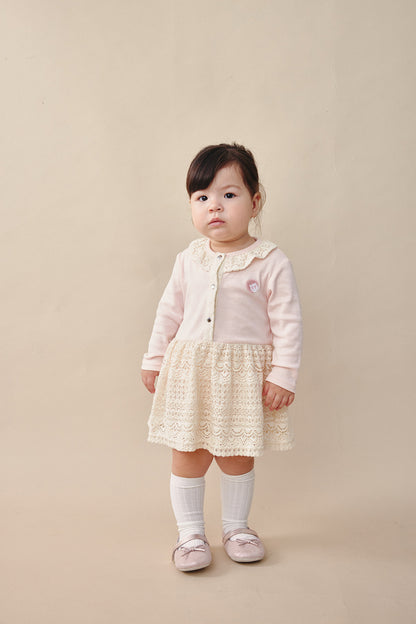 【予約商品】Mainコレクション：Petal Puffレースワンピースロンパース