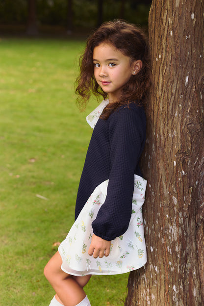 【予約商品】Mainコレクション：舞う花ロングスリーブワンピース