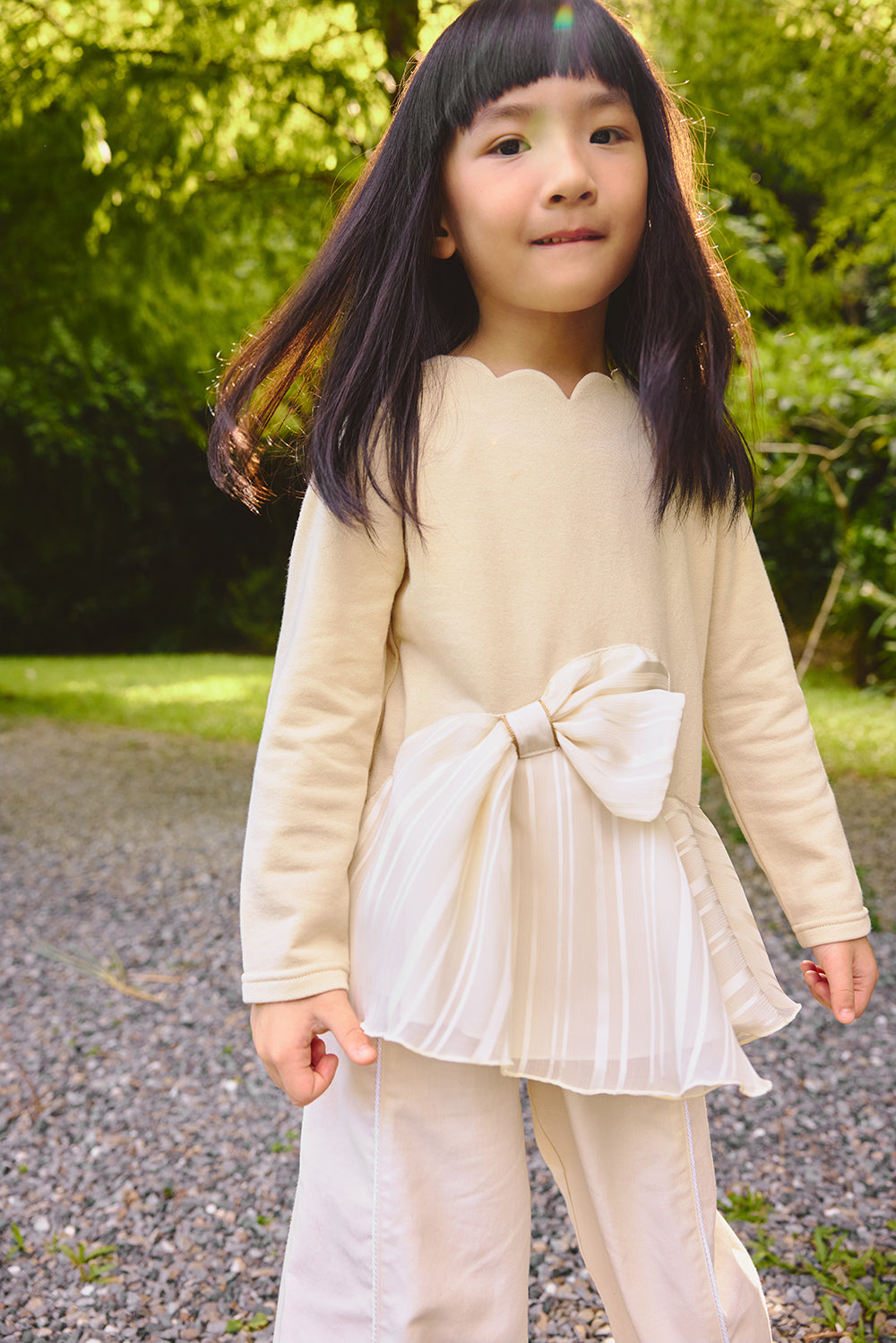 【予約商品】Mainコレクション：Ribbon Bloom 切替えブラウス