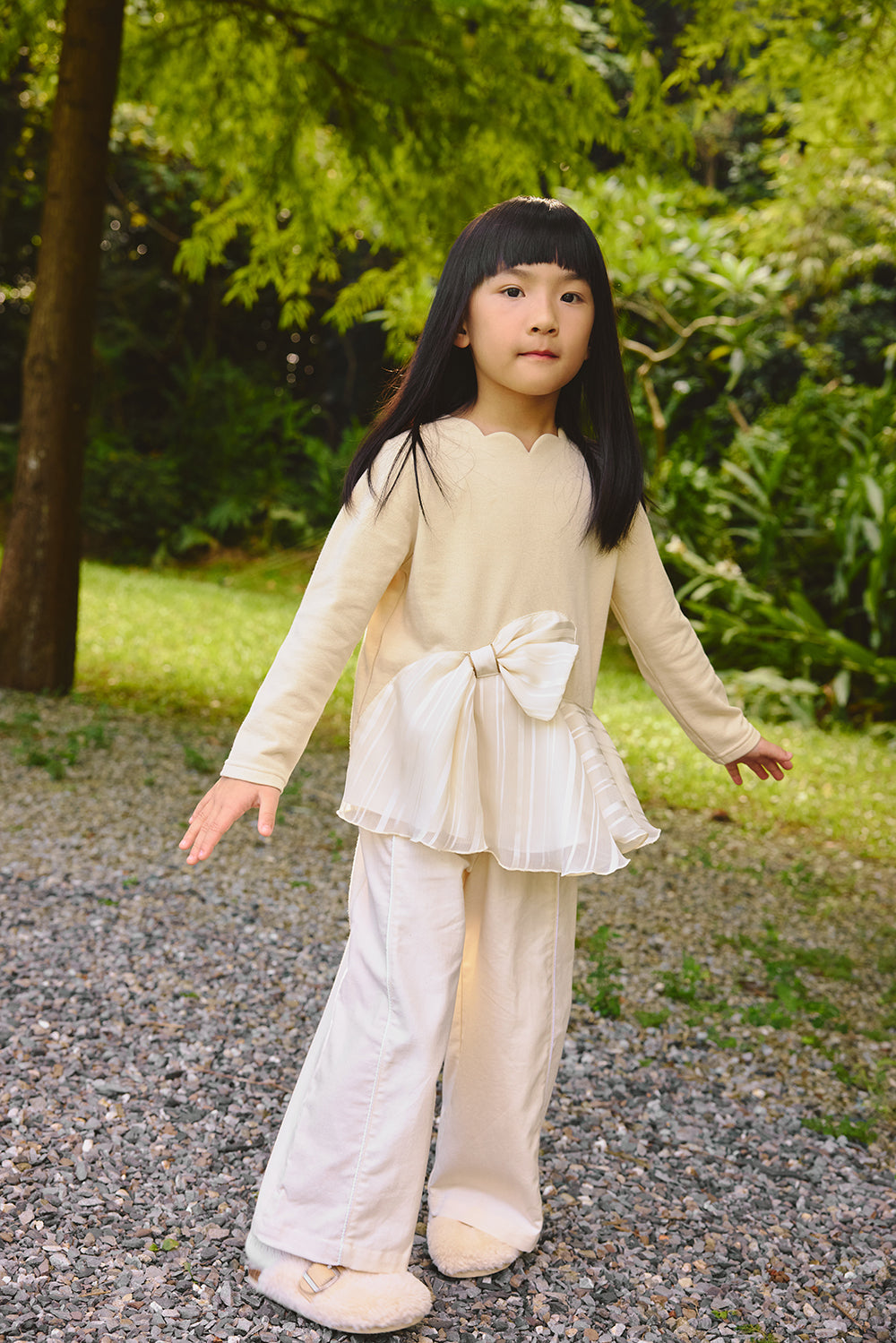 【予約商品】Mainコレクション：Ribbon Bloom 切替えブラウス