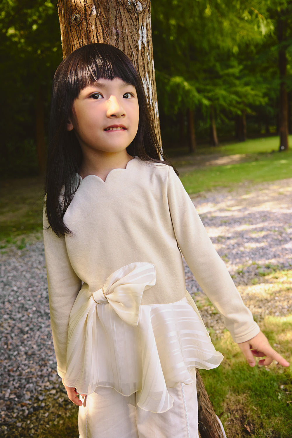 【予約商品】Mainコレクション：Ribbon Bloom 切替えブラウス