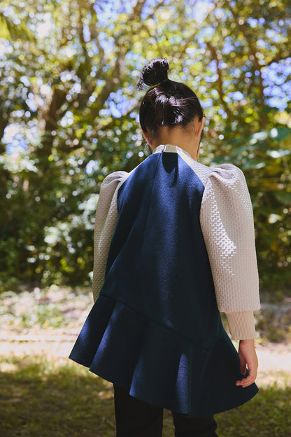 【予約商品】Luxuryコレクション：アシンメトリーウールロング丈トップス