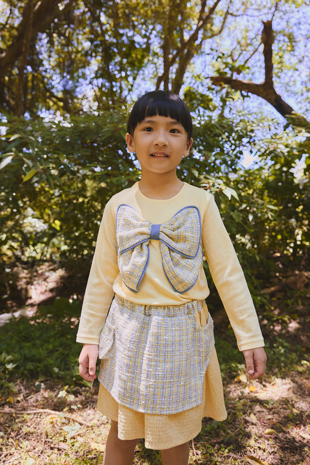 【予約商品】Mainコレクション：Auroraツイードバタフライトップス