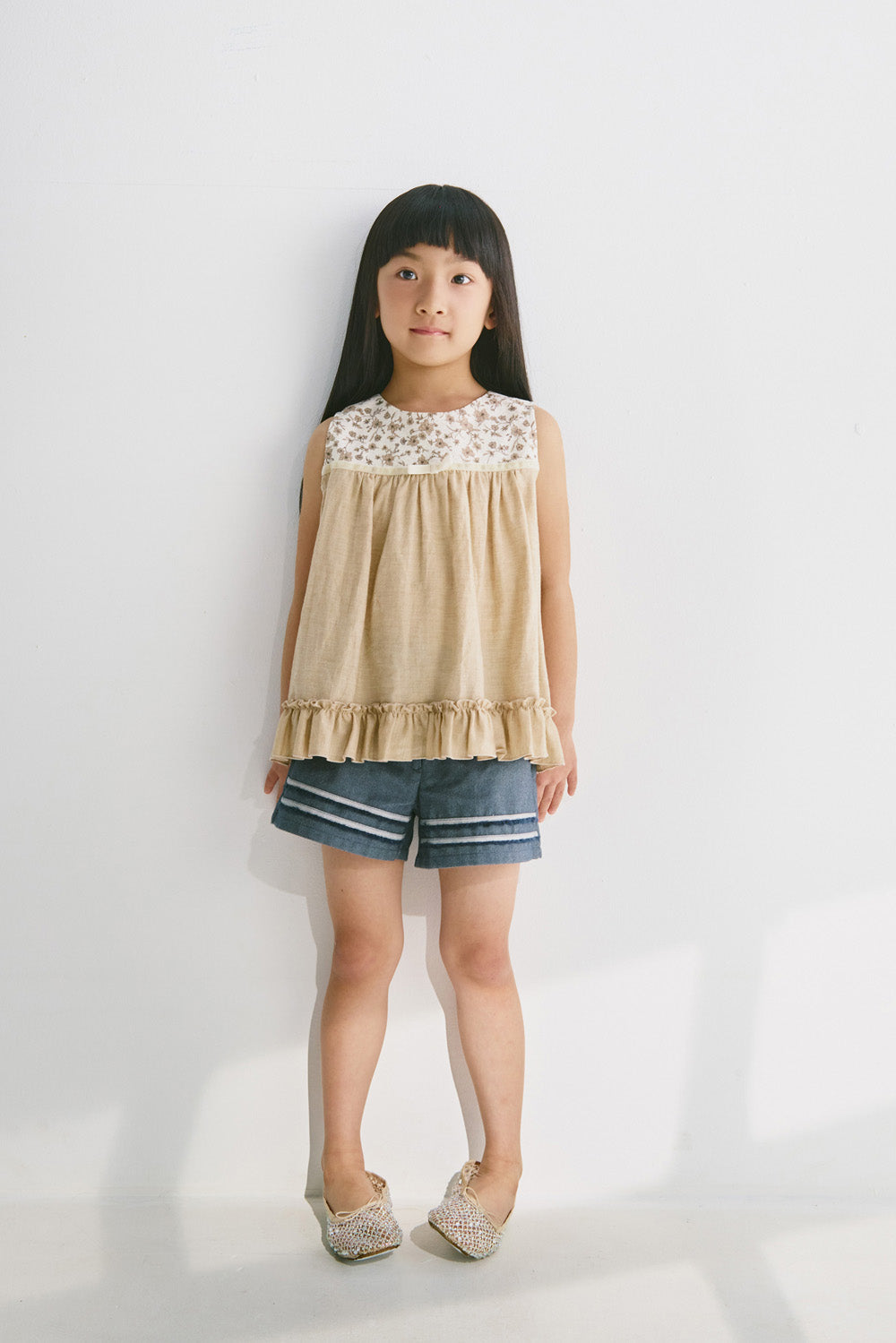 【予約商品】Luxury コレクション：Petit フラワープリントノースリーブトップス