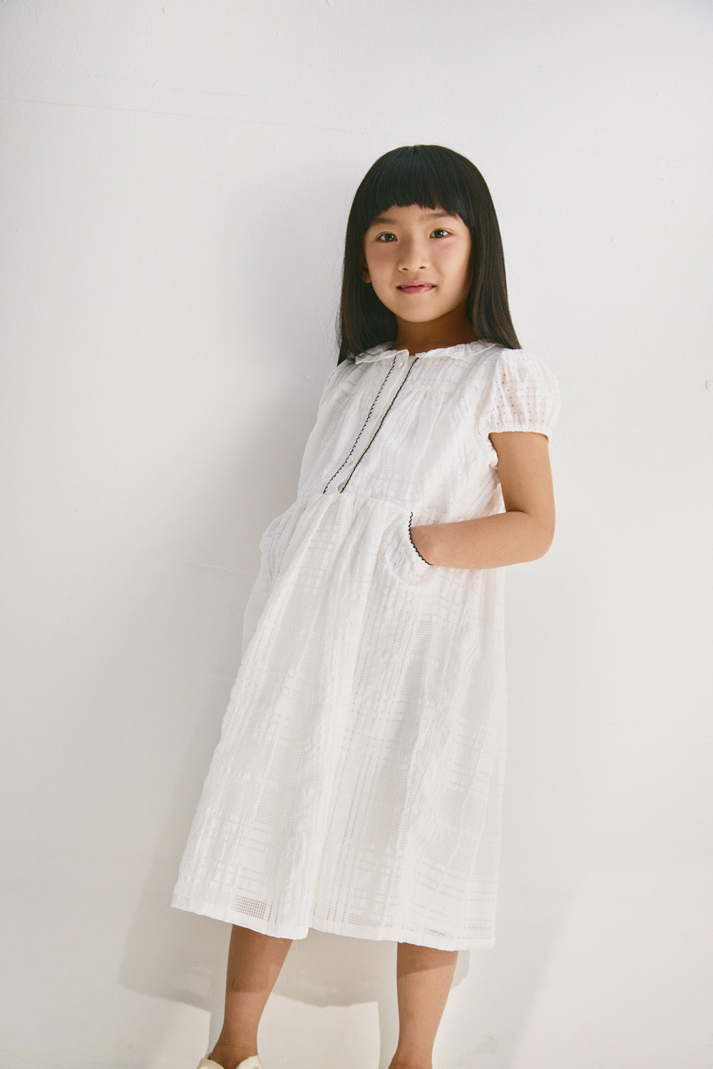 【予約商品】Luxury コレクション：Cotton Breeze コットンリネン混フリルワンピース