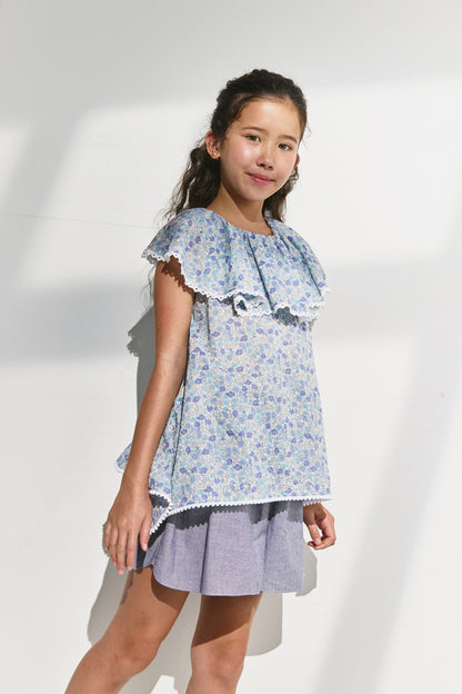 【予約商品】Luxury コレクション：Warm Garden フラワープリントサーキュラートップス