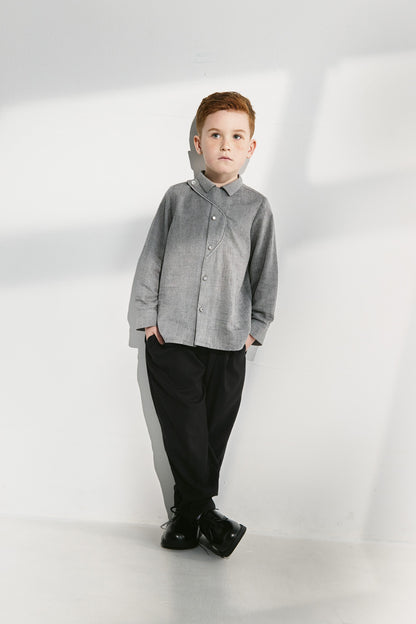 【予約商品】Luxury コレクション：Edmund 流線デザイン長袖シャツ