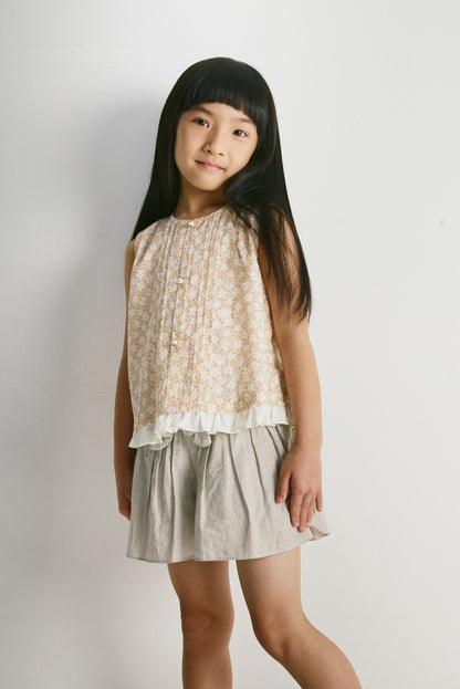 【予約商品】Luxury コレクション：Bloom ピンタックフロントノースリーブトップス