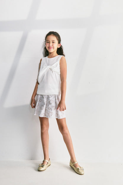 【予約商品】Luxury コレクション：Mini Fleur ツイストノースリーブトップス
