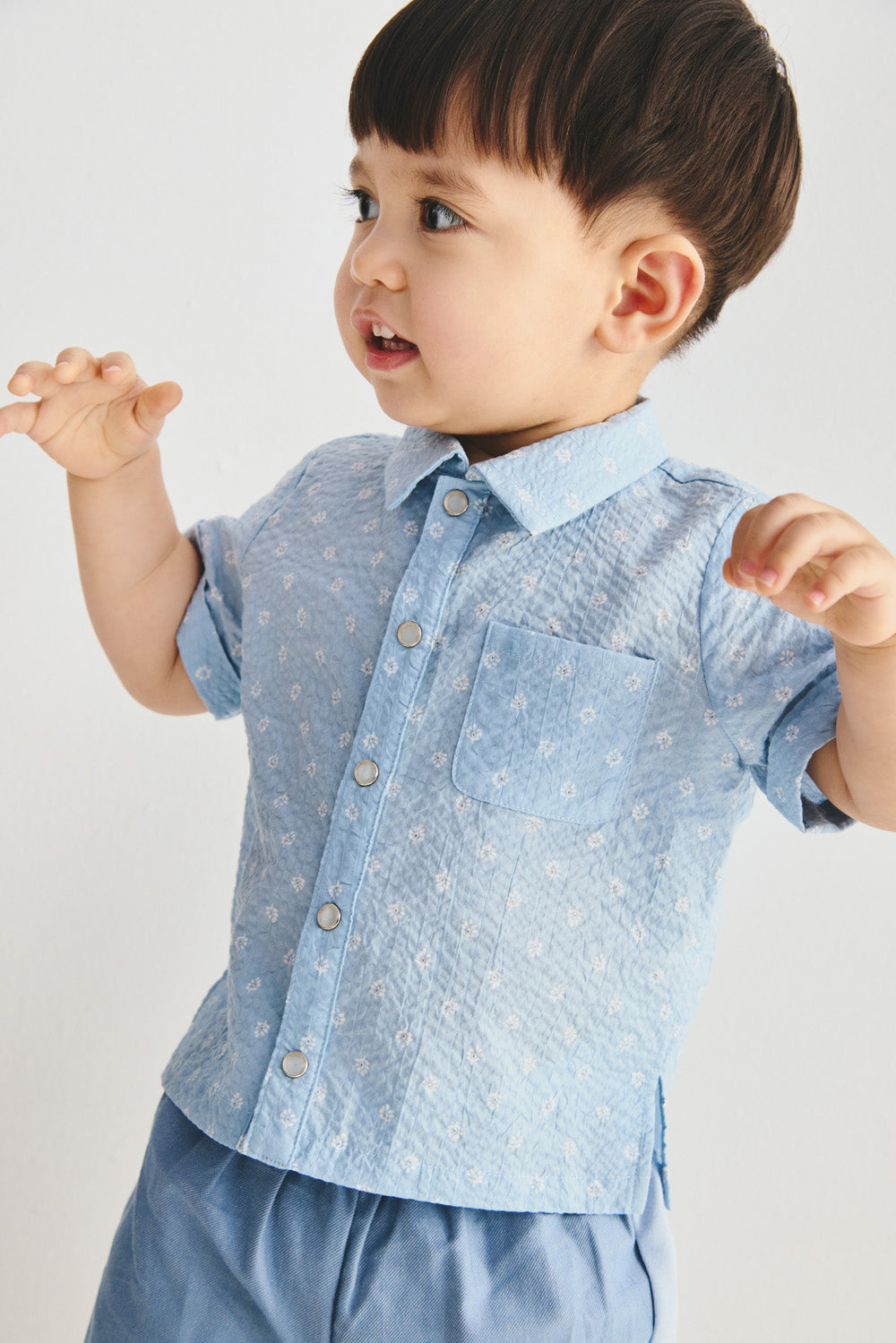 【予約商品】Luxury コレクション：Soft Motif  総柄プリントテーラードカラーシャツ