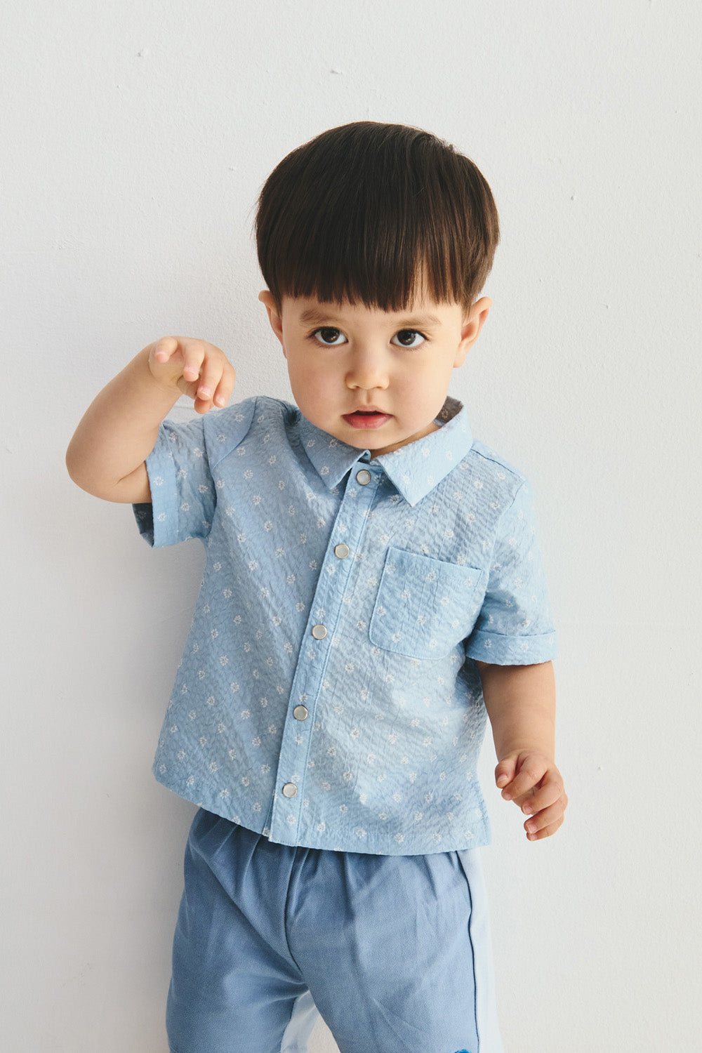 【予約商品】Luxury コレクション：Soft Motif  総柄プリントテーラードカラーシャツ