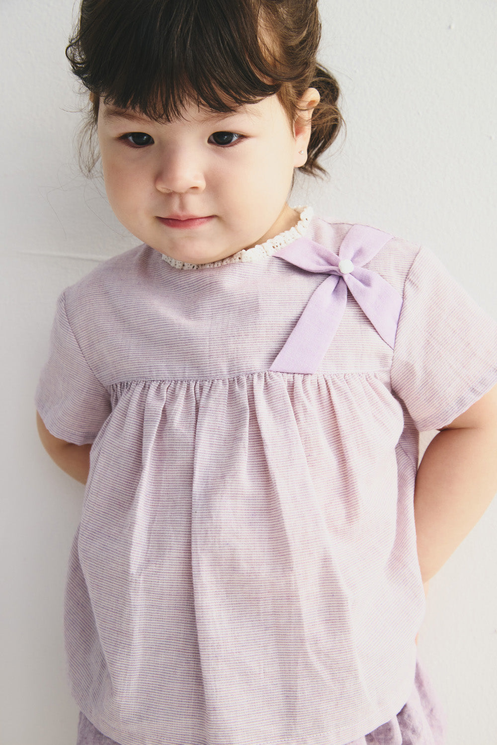 【予約商品】Main コレクション：Papillon レーススタンドカラートップス