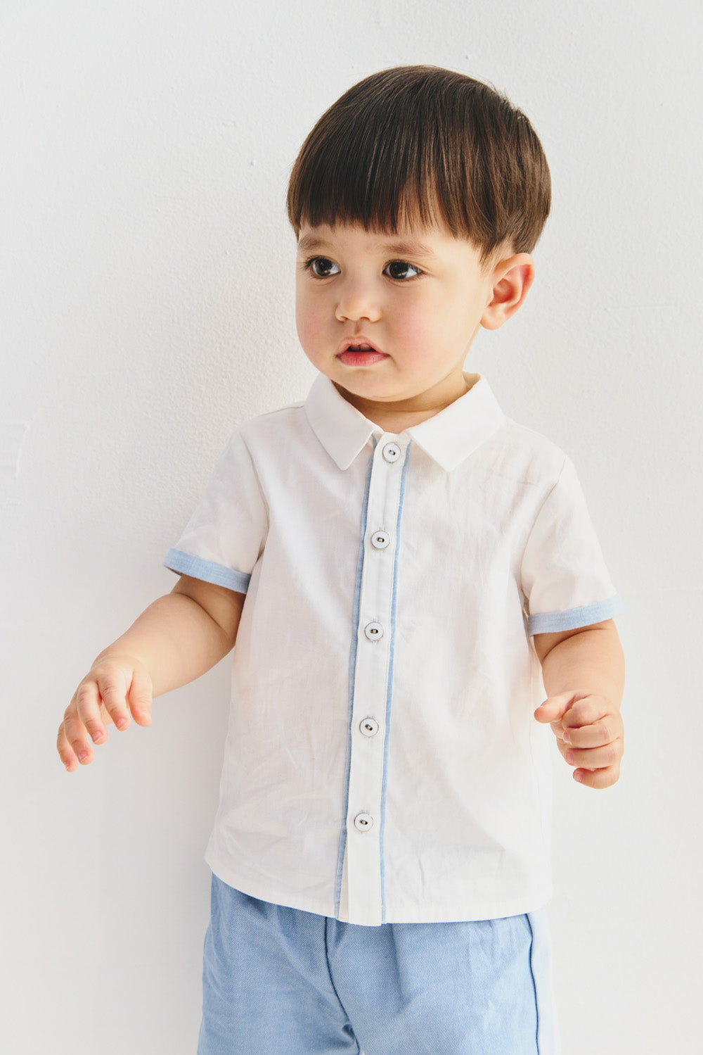 【予約商品】Main コレクション：Atelier Pintuck ピンタックカラーブロックシャツ