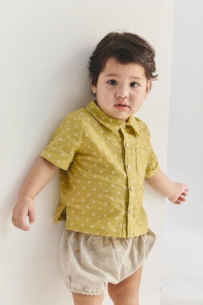 【予約商品】Luxury コレクション：Soft Motif  総柄プリントテーラードカラーシャツ