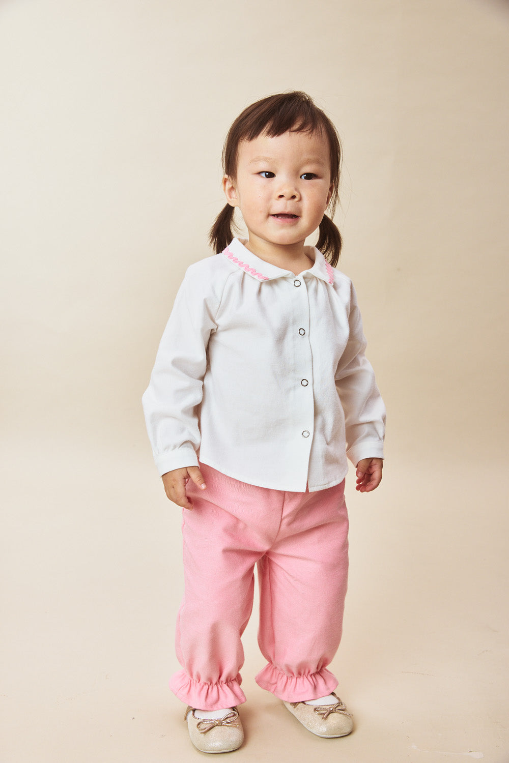 【予約商品】Mainコレクション：Elsie Bunny 裾フリル オーガニックコットン ロングパンツ