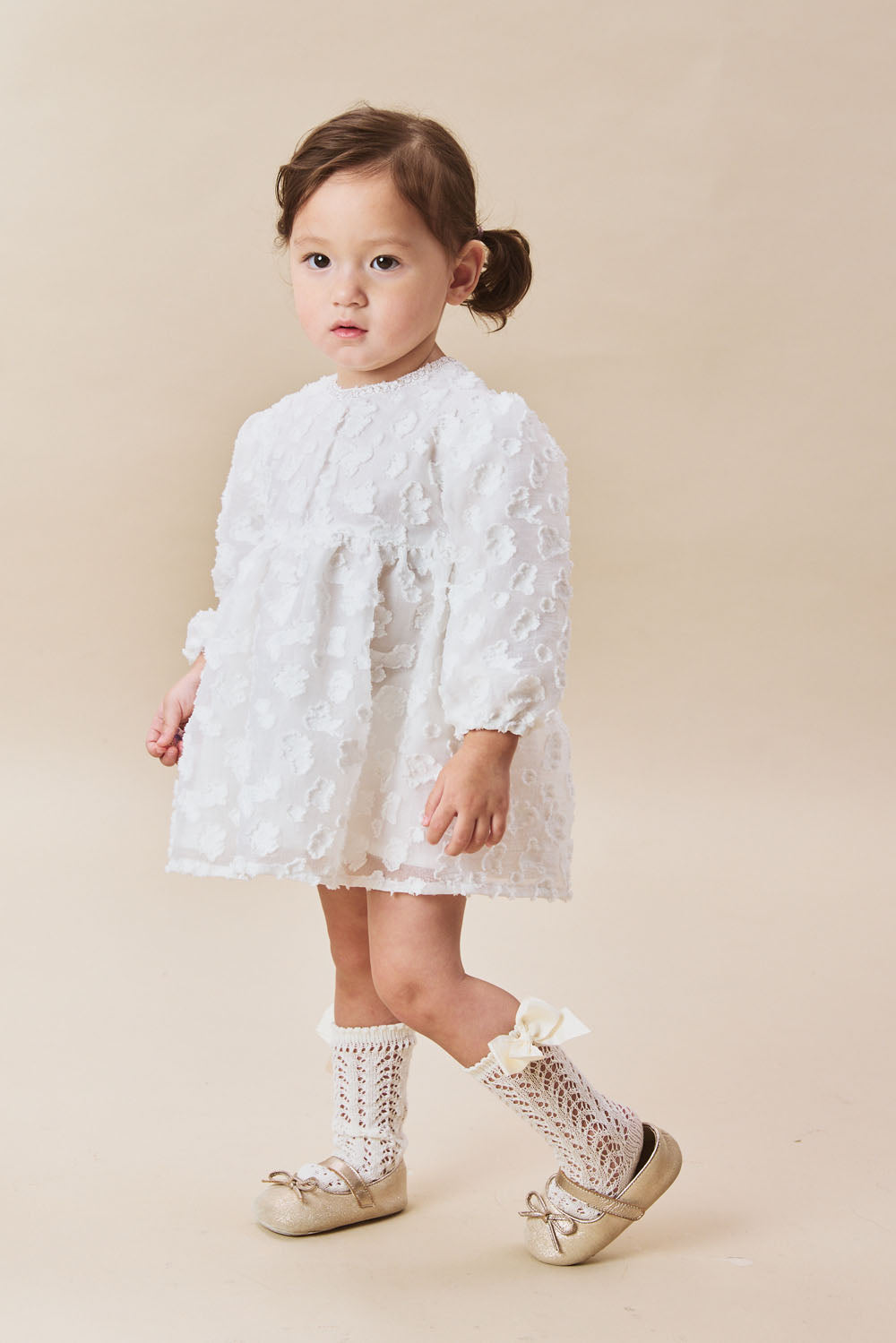 【予約商品】Luxuryコレクション：Daisy Cloud 雲柄ジャカード ふんわり長袖ワンピース