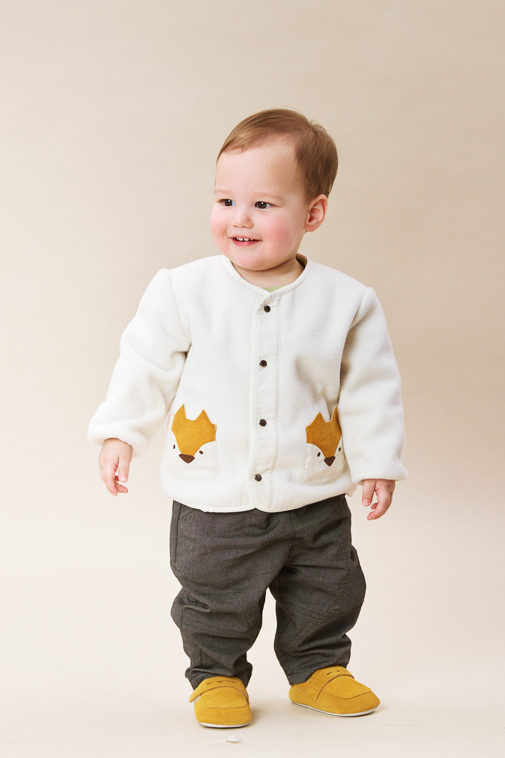 【予約商品】Luxuryコレクション：Little Fox Wanderer ノーカラー スナップボタン キツネポケット長袖ジャケット