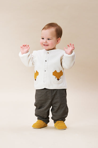【予約商品】Luxuryコレクション：Little Fox Wanderer ノーカラー スナップボタン キツネポケット長袖ジャケット