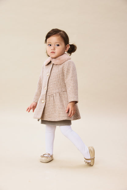 【予約商品】Luxuryコレクション：Frankie ファーカラー付き ウール 長袖コート