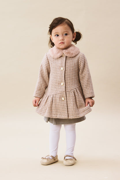 【予約商品】Luxuryコレクション：Frankie ファーカラー付き ウール 長袖コート