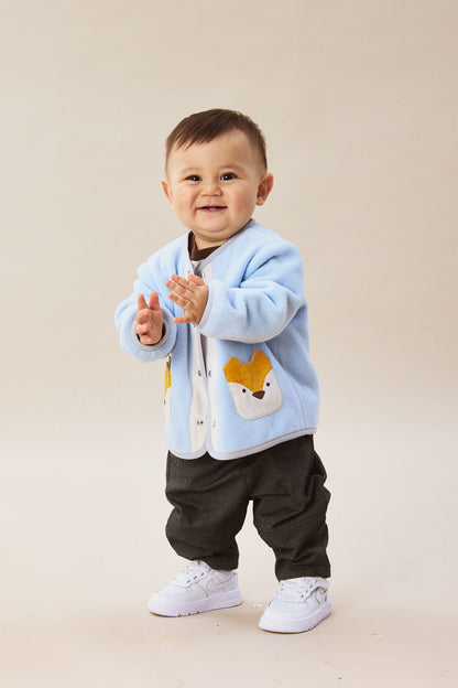【予約商品】Luxuryコレクション：Little Fox Wanderer ノーカラー スナップボタン キツネポケット長袖ジャケット