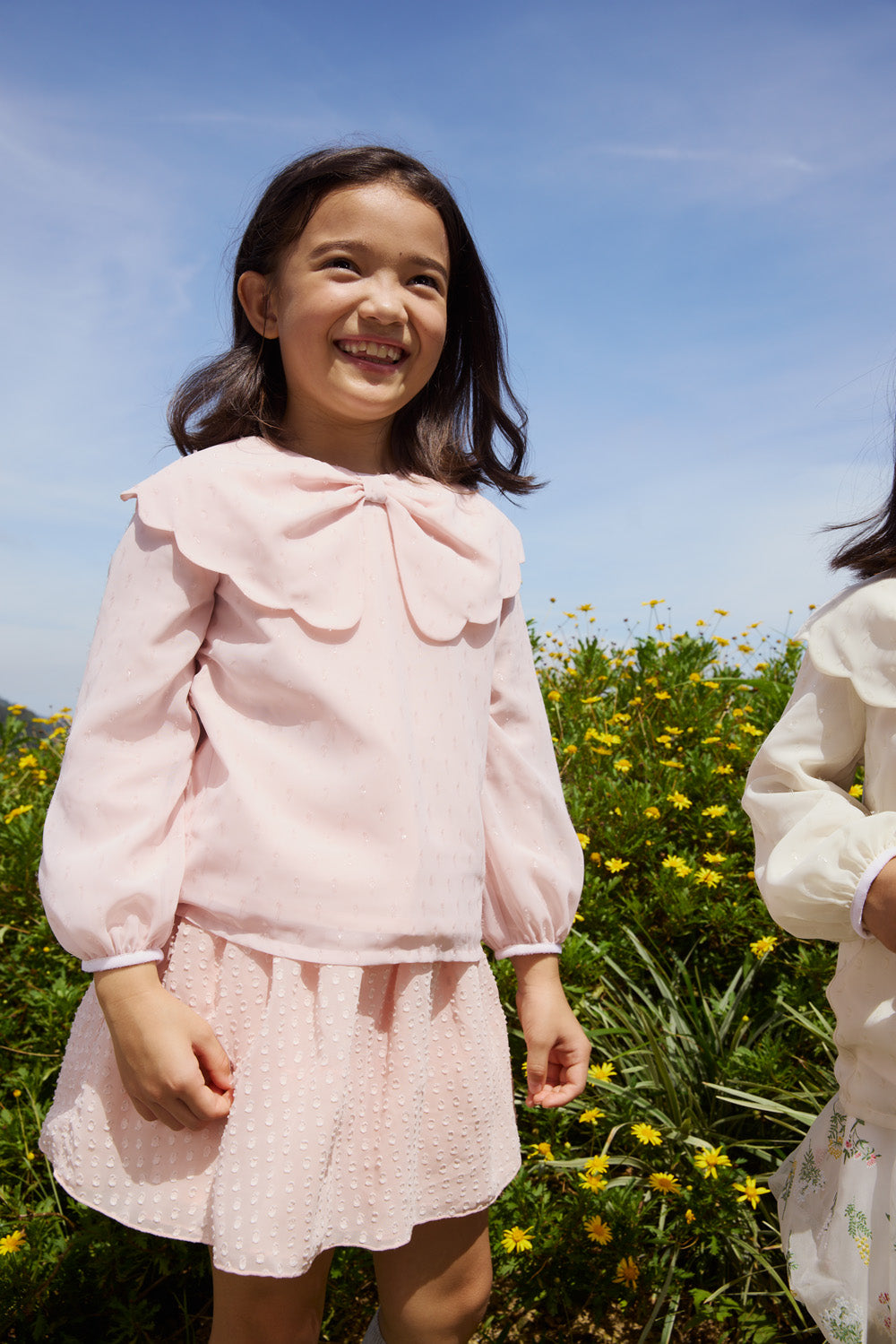 【予約商品】Luxuryコレクション：Winter Blossom ラメシフォン リボンカラー長袖ブラウス
