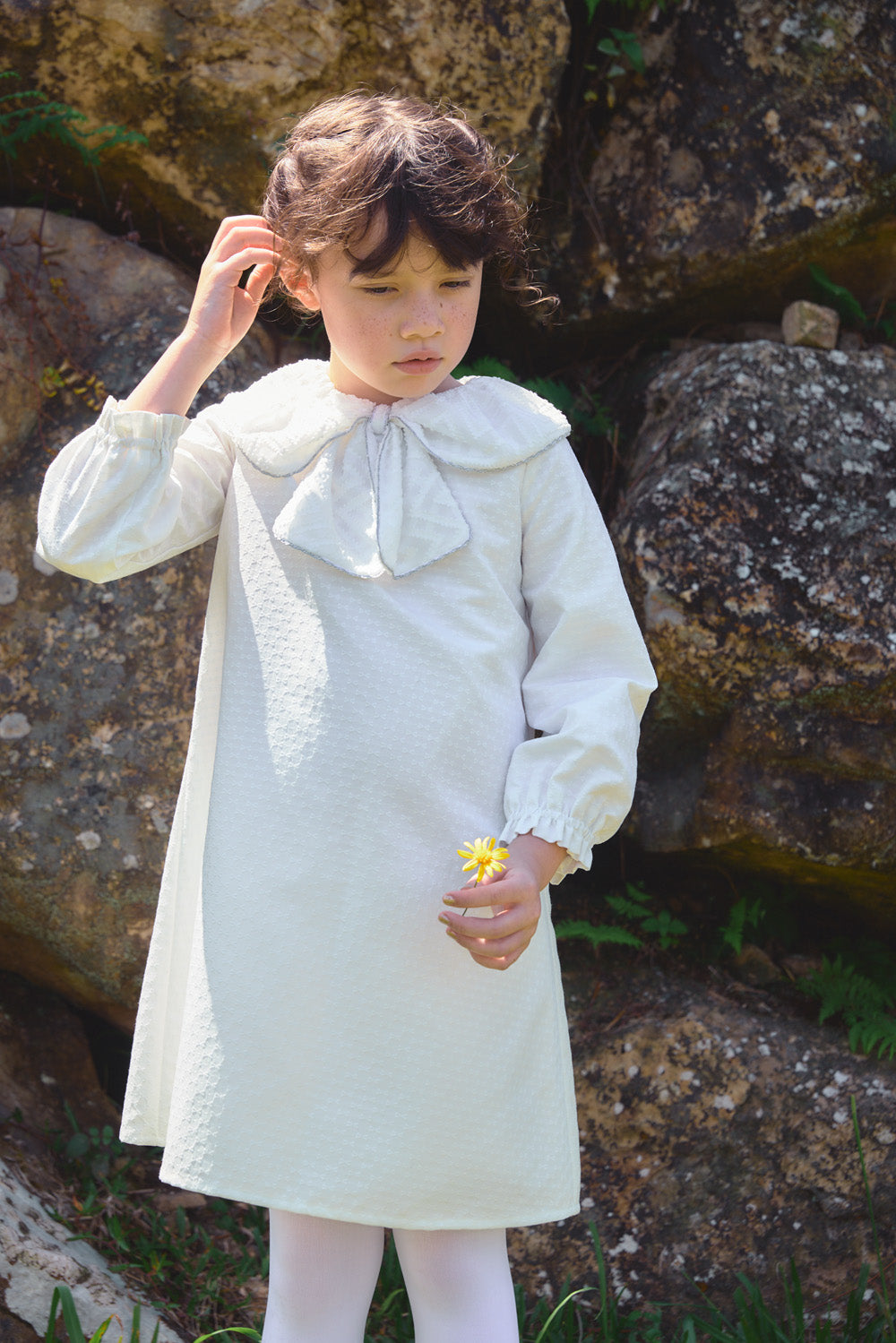 【予約商品】Luxuryコレクション：Sylvie ジャガードリボンカラー長袖ワンピース