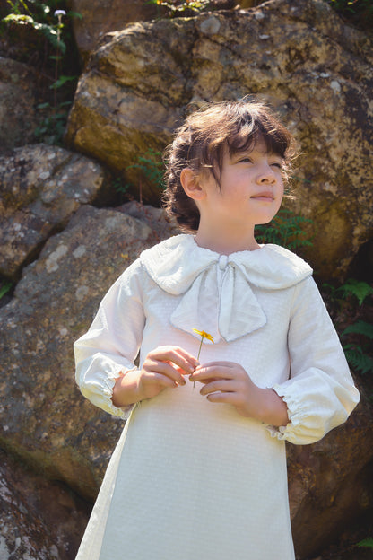 【予約商品】Luxuryコレクション：Sylvie ジャガードリボンカラー長袖ワンピース
