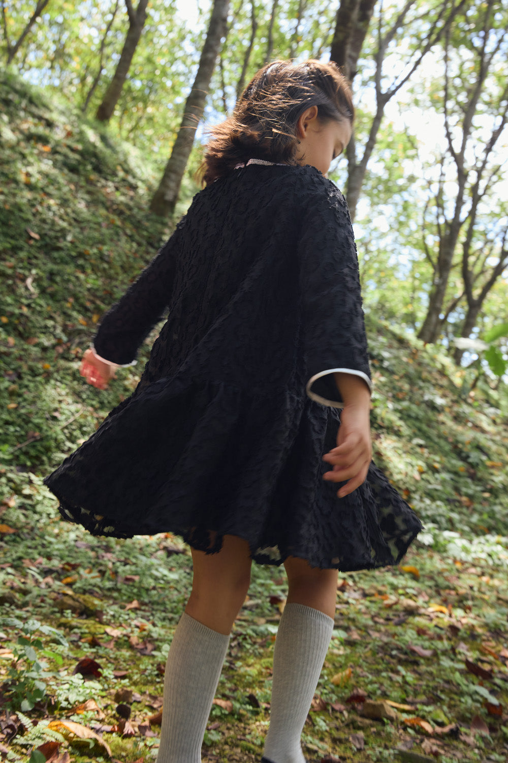 【予約商品】Luxuryコレクション：Daisy Cloud クラウドジャガード ラッフル長袖ワンピース