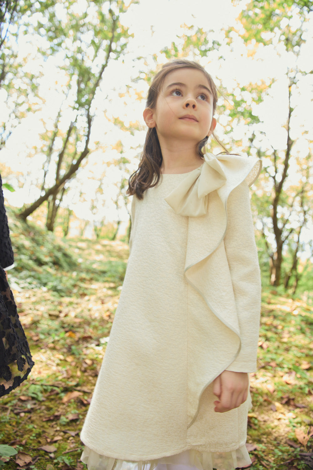 【予約商品】Luxuryコレクション：Opal ラメグリッター リボン ラッフルオーガンジー長袖ワンピース