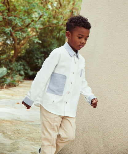 英国風パッチワークシャツ