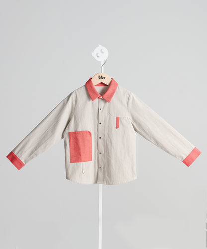 英国風パッチワークシャツ