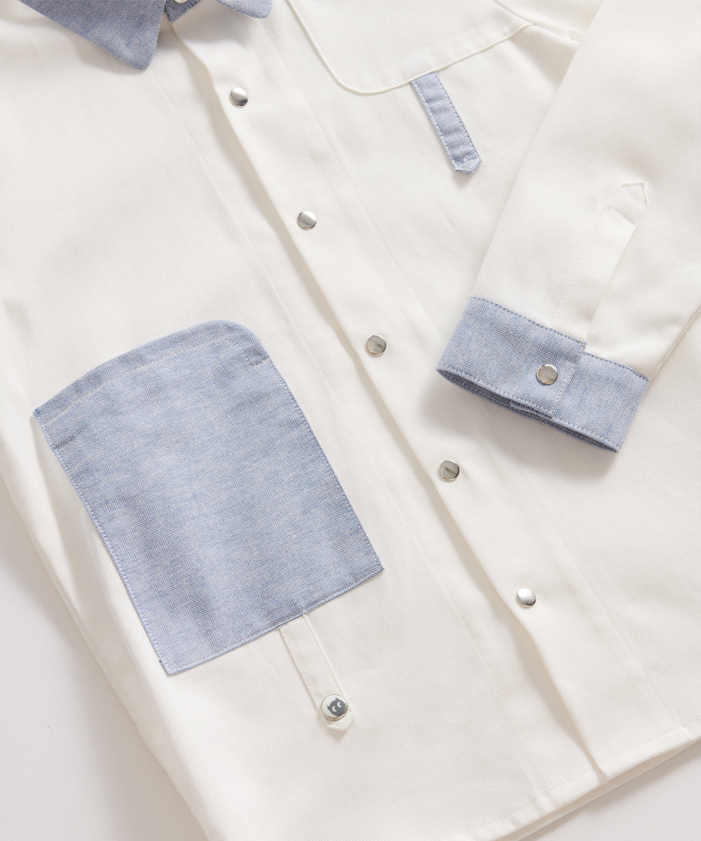 英国風パッチワークシャツ