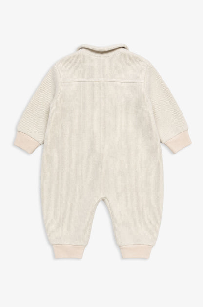 【予約商品】Luxuryコレクション：Woodland Bear ウールライクテクスチャー クマポケット長袖カバーオール