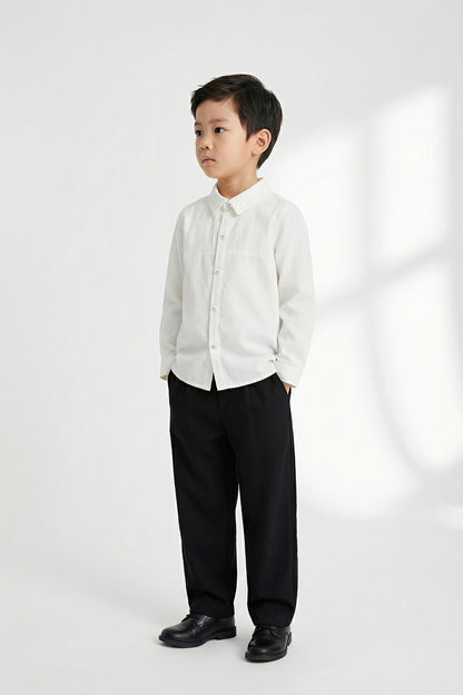 【予約商品】Main コレクション：Heirloom Pintuck ピンタックホワイト長袖シャツ