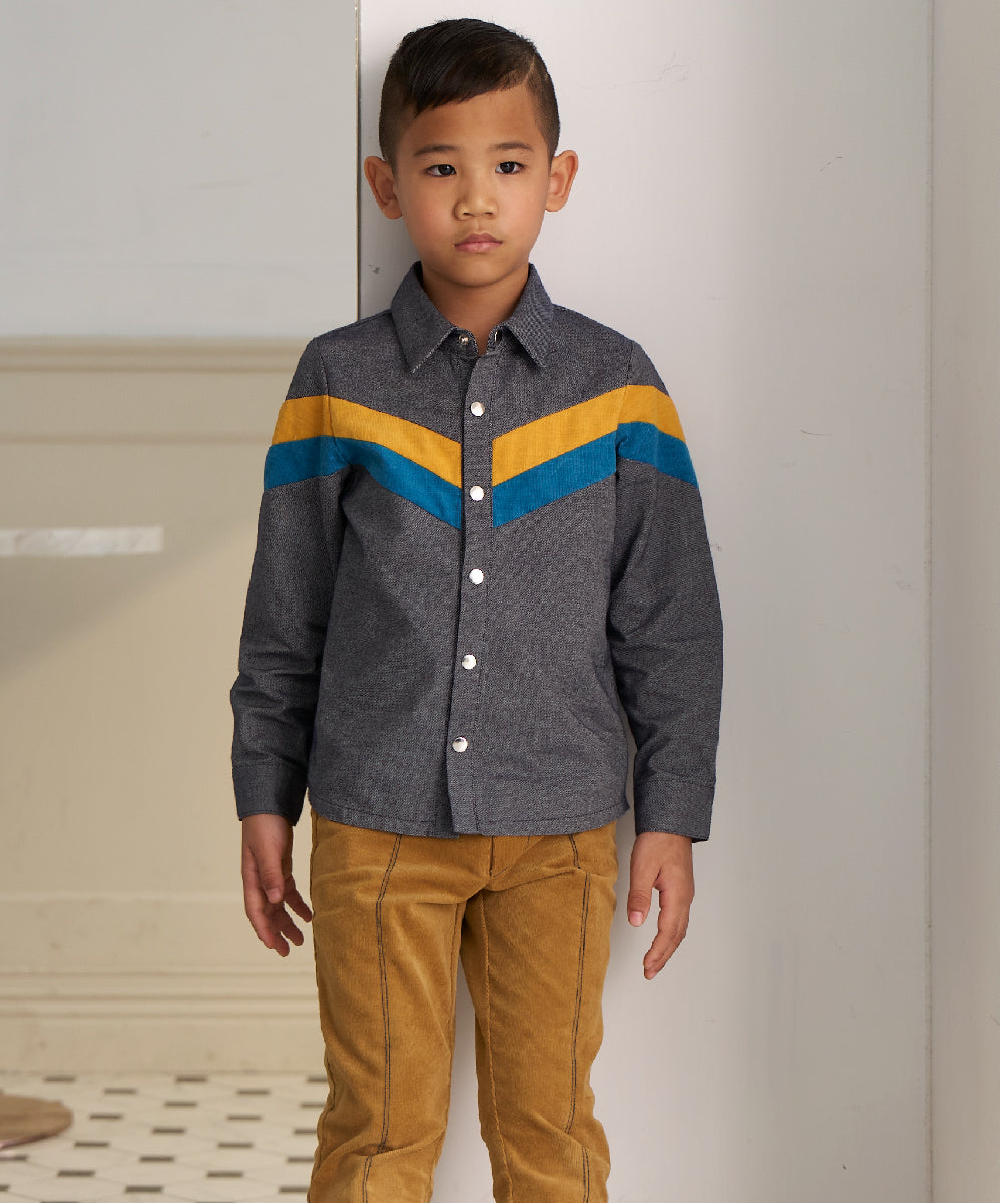 Victory パッチワークデニ ムシャツ