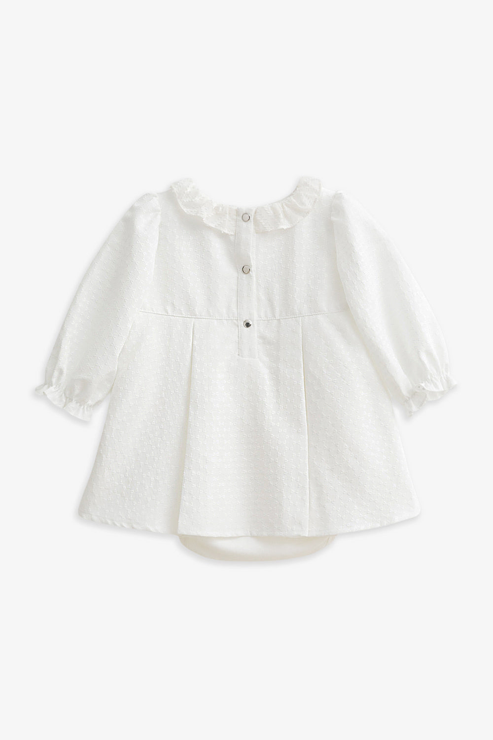 【予約商品】Luxuryコレクション：Rosalie リボン柄ジャカード フリルカラー ボックスプリーツ ドレスロンパース
