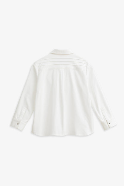 【予約商品】Mainコレクション：Little Poet ピンタック オーガニックコットン長袖シャツ