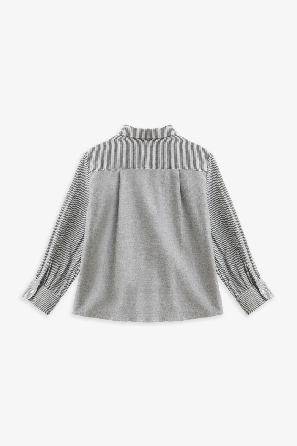 【予約商品】Mainコレクション：Edmund オーガニックコットン ストライプ切り替え長袖シャツ