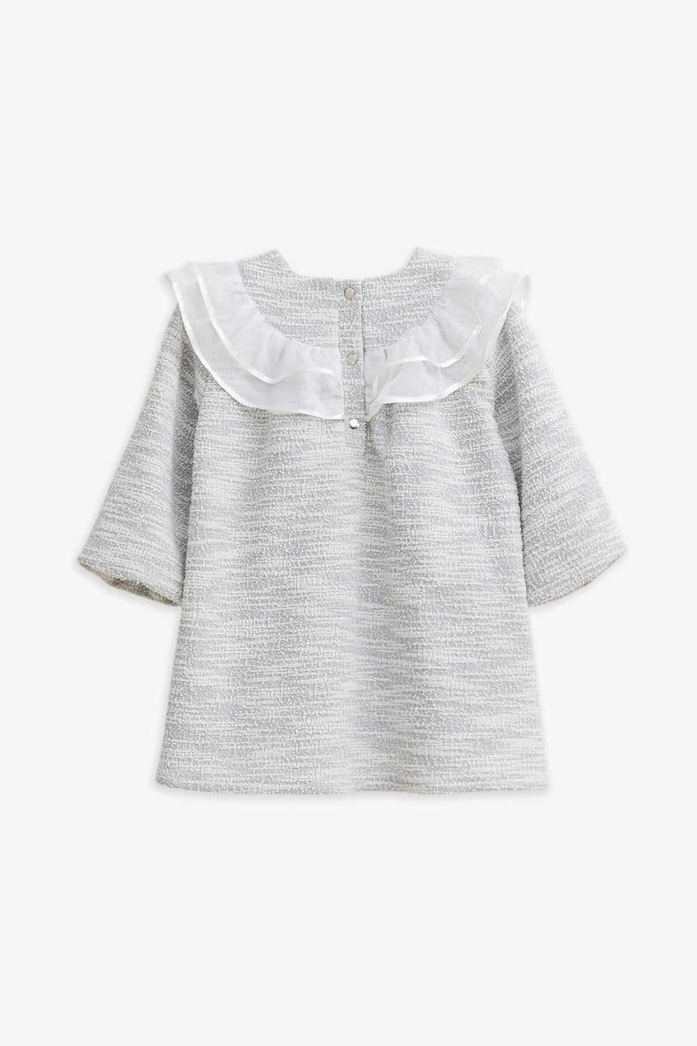 【予約商品】Luxuryコレクション：Beatrice ツイード ダブルフリルカラー長袖ワンピース