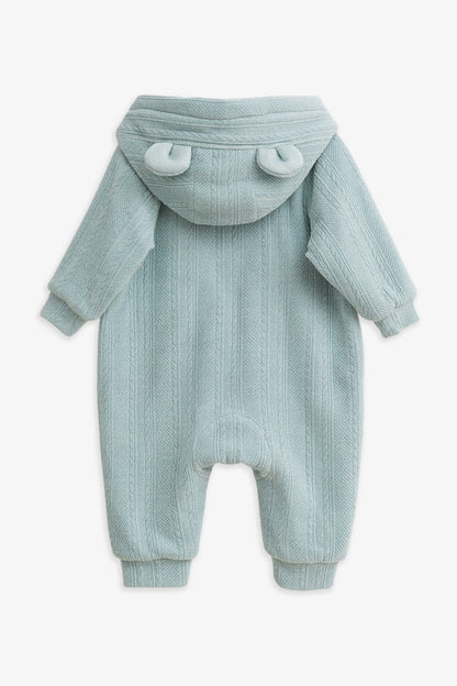 【予約商品】Luxuryコレクション：Bear Hug クマの耳 フーデッド ダブルジップ長袖カバーオール