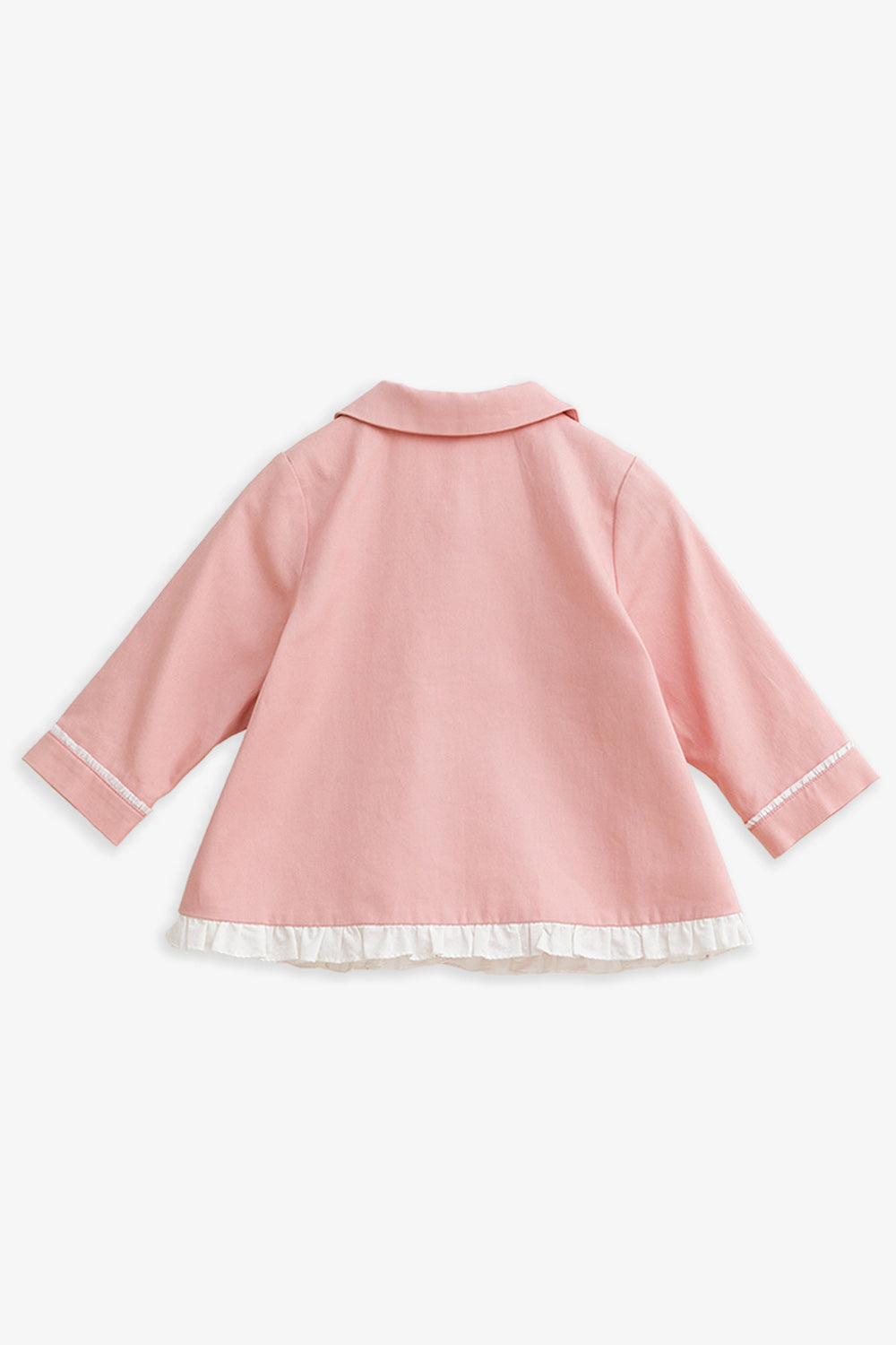 【予約商品】Mainコレクション：Elsie ラウンドカラー フリル切替 オーガニックコットン長袖ジャケット