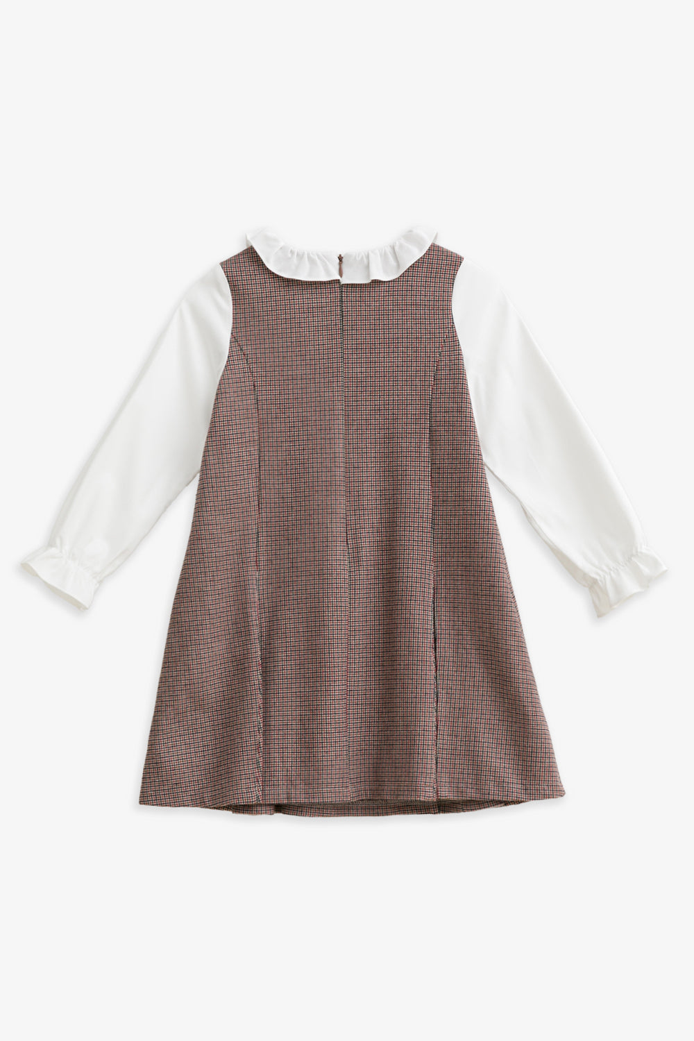 【予約商品】Luxuryコレクション：Freya ハウンドトゥース フリルカラー ポケット付き長袖ワンピース