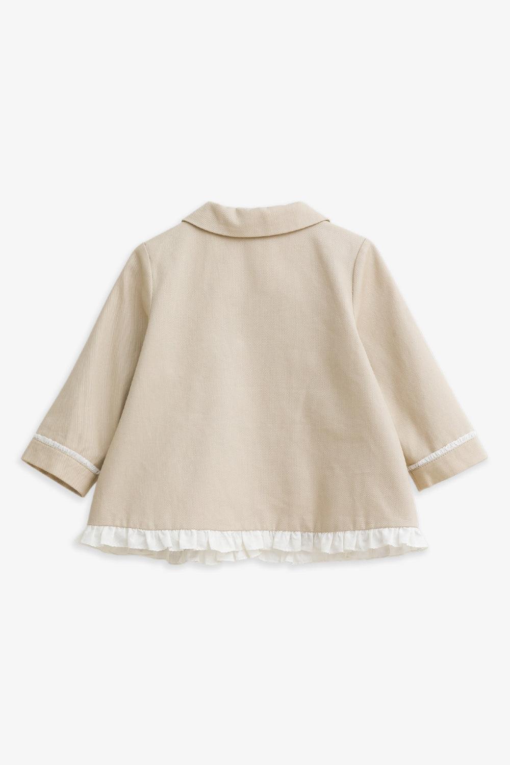 【予約商品】Mainコレクション：Elsie ラウンドカラー フリル切替 オーガニックコットン長袖ジャケット