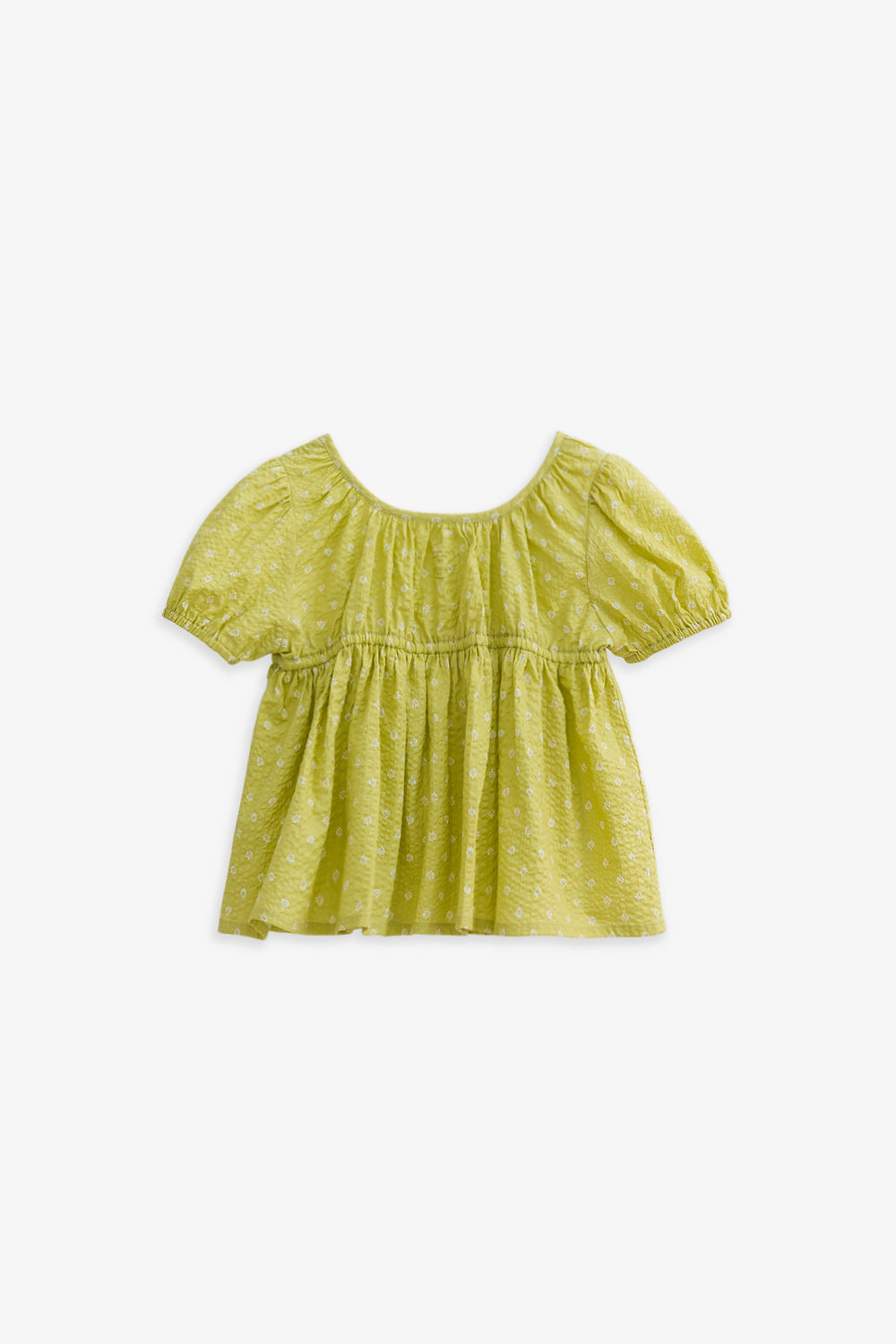 【予約商品】Luxury コレクション： Floral リップル生地パフスリーブトップス
